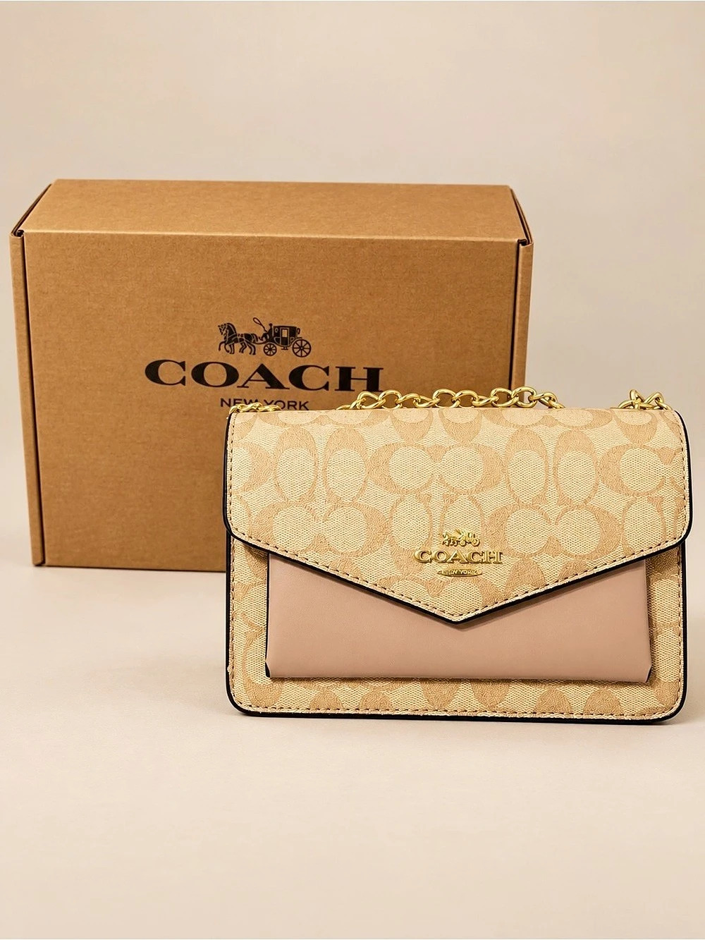 Coach Signature Canvas Chain Crossbody Bag